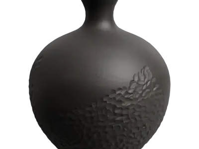  Eno Ceramic Carved Olive Vase Model, Black 