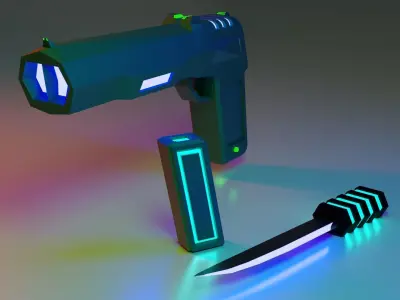 weapons of the future Low-poly 3D model