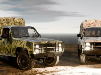 Realistic Camouflage Military Trucks  Premium Edition  Low-poly 3D model