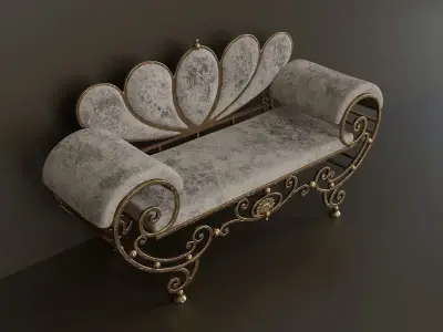 Antique wrought iron sofa 3D model
