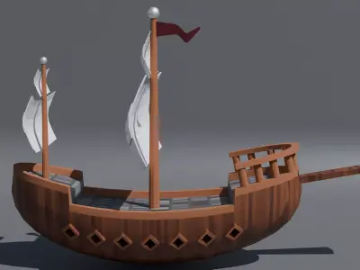 Pirates ship  Low-poly 3D model