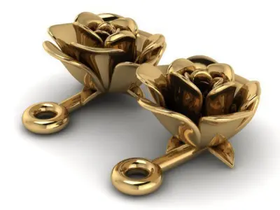 rose earrings 3D print model