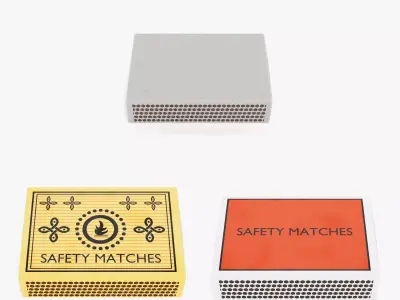 Matchbox Set - 3 Empty Slide-Out Boxes - Original Custom Covers 3D Model Pack