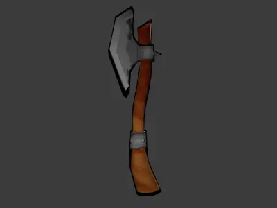 Stylized Low Poly Painterly Axe Low-poly 3D model