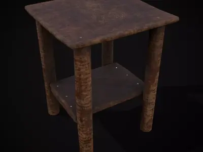 Rustic Simple Bed Side Table Low-poly 3D model