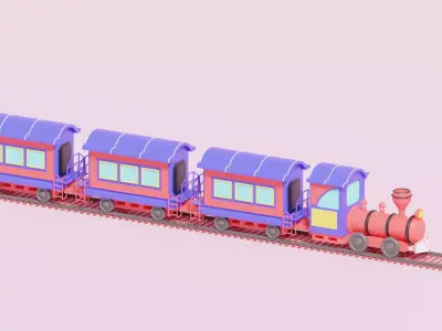 Cartoon Train 3D model