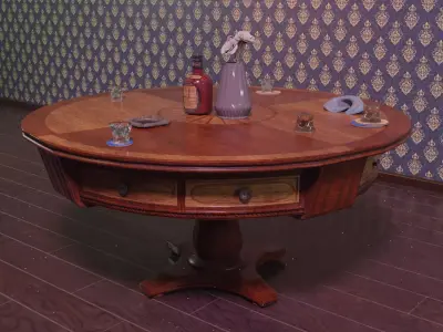 Vintage Table Set Low-poly 3D model