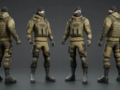Military Mercenary Bandit Low-poly 3D model