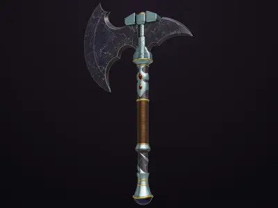 Battle Axe 08 All PBR Unity UE Textures Included Low-poly 3D model