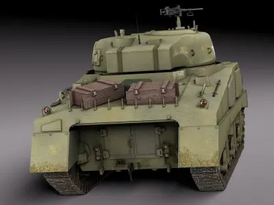 M4A2 Sherman Tank with equipment 3D model
