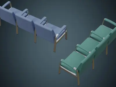 Waiting Chair 1A Low-poly 3D model
