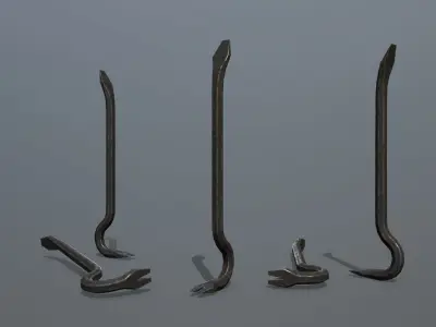 Crowbar long metal stick Low-poly 3D model