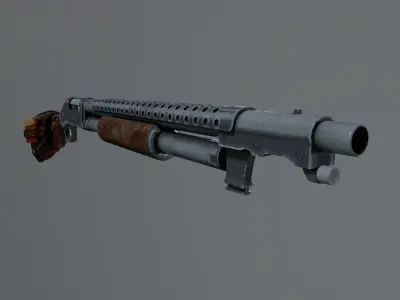 Old School Pump Action Shotgun Low-poly 3D model