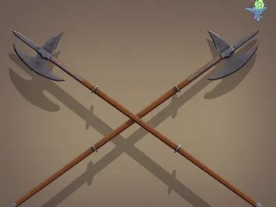 Poleaxe Halberd Low-poly 3D model