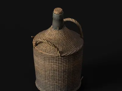 Wicker Carboy Low-poly 3D model