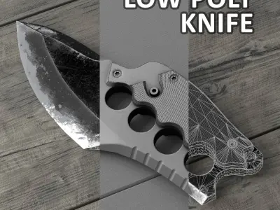 Combat hunter knife low poly Low-poly 3D model