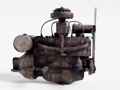 vintage car inline engine  vehicle part da1 Low-poly 3D model