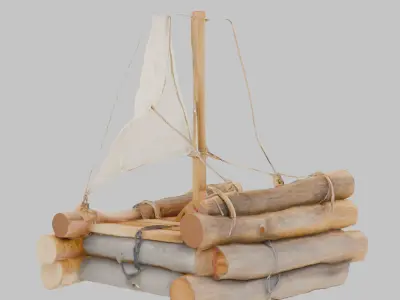 Small Log Raft 3D Model Low-poly 3D model