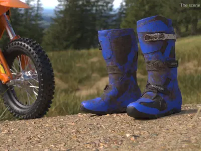  Enduro Motocross Boots Blue Muddy 