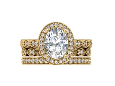 Oval Solitaire Ring 3D print model 30