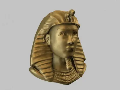 Egyptian golden bust  Low-poly 3D model