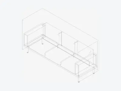 Sofa - Contemporary - Flame - Armrest Shelf - Leftand Right Low-poly 3D model