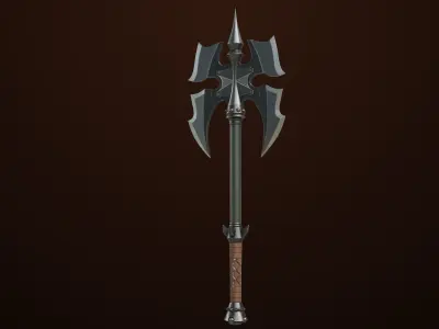 Battle Axe 03 All PBR Unity UE Textures Included Low-poly 3D model