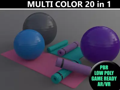 PBR Yoga Ball and Mat - Multi color Pack