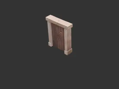 Rustic Wooden Tavern Door Low-poly 3D model