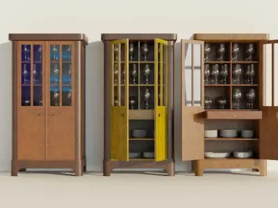 Rigged 19th Century Cupboard Biedermeier Style for blender Low-poly 3D model
