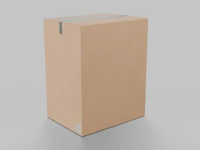 Tall Rectangular Cardboard Box - Rigged and Fully Customizable Low-poly 3D model