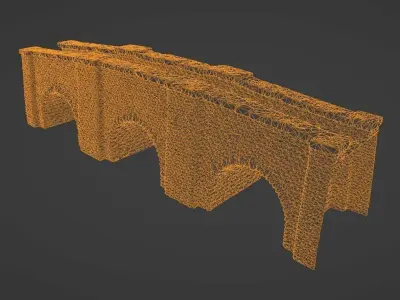 Large Medieval Bridge Low-Poly Stone Game Asset Low-poly 3D model