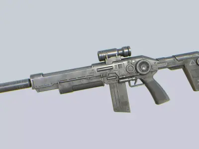 Scifi military gun Low-poly 3D model order