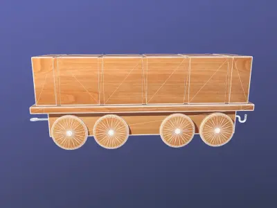 Wooden Toy Train - Container Wagon 001 Low-poly 3D model