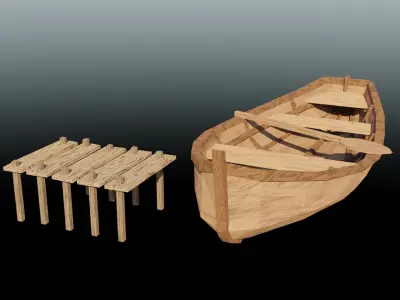 Boat Model wooden canoe Free 3D model