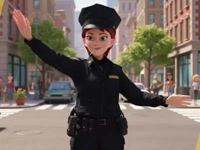 Stylized Female Police Officer Rigged woman cop Policewoman Free 3D model