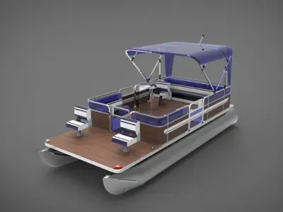 lake pontoon boat 3D model