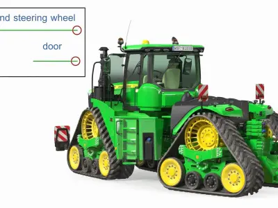 John Deere Four Track 9RX Series Tractor Dirty Rigged 3D model