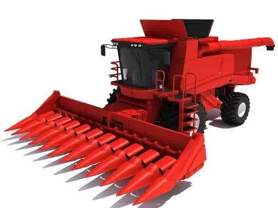 Red Combine Harvester 3 3D model