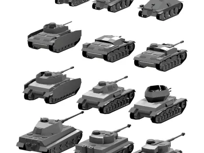 Lowpoly models of german tanks 3D model