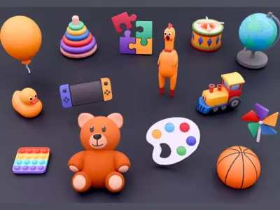 Cartoon Objects Pack - Toy Props Low-poly 3D model