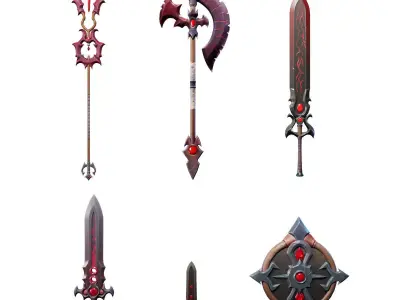 Stylized Vampiric Weapon Set 3D Model Pack