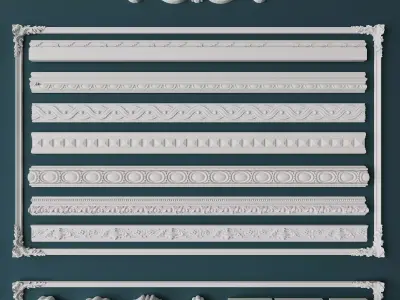 Classical Architectural Ornament  Column Collection Low-poly 3D model