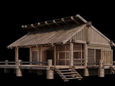 Medieval Houses Pack 13-14-15-16-17-18 - 4K Textures Game Ready Low-poly 3D model