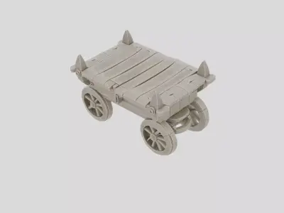 Fantasy Wooden Dungeon Supply Cart for 3D print Low-poly 3D model