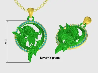 Flower Diamond Pendant Design 3D print model