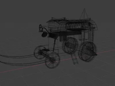 Horse Cart 3D Model Low-poly 3D model