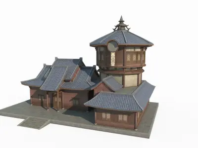 East Asian Ancient Architecture Antique Shop 3D model