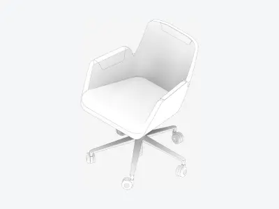 Furniture - Chair - Contemporary - Low - Swivel - Star Castors Low-poly 3D model