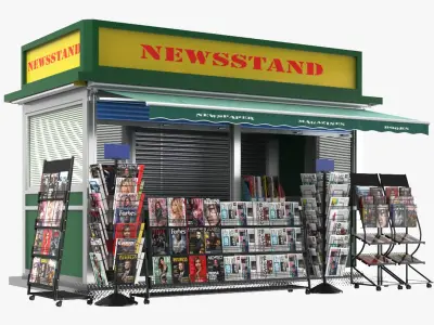  Detailed Newspapers Stand Kiosk 